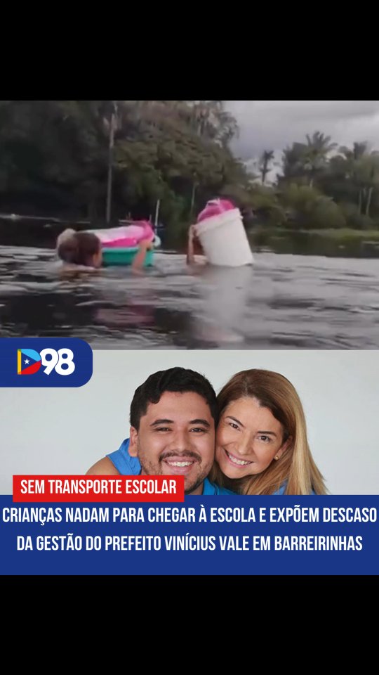 Crianças nadando para estudar. Essa é a realidade denunciada por moradores do povoado Palmeiras dos Ferreira, na zona rural de Barreirinhas.

Sem acesso seguro à escola, estudantes enfrentam diariamente um trecho alagado. Em alguns casos, usam uma canoa descrita como “furada”. Em outros, precisam atravessar a água com mochilas, cadernos e materiais dentro de baldes e bacias para tentar evitar mais prejuízos.

Durante o período chuvoso, a situação fica ainda mais grave. O nível da água sobe, o risco aumenta e há relatos de alunos que fazem a travessia até mesmo à noite. Muitos chegam às aulas com roupas molhadas e material danificado.

A denúncia atinge diretamente a gestão do prefeito Vinícius Vale, filho da presidente da Assembleia Legislativa do Maranhão, Iracema Vale. Em uma cidade comandada por um sobrenome de peso na política estadual, o que se vê na zona rural é abandono, omissão e falta de planejamento da prefeitura diante de um problema que afeta crianças e adolescentes.

A comunidade cobra providências urgentes para garantir o mínimo: que estudantes possam ir à escola com segurança e dignidade.

#Barreirinhas #Maranhão #Diario98 #educação