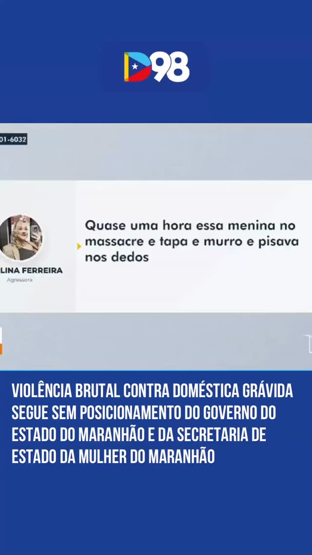 Patroa detalha tortura contra doméstica grávida em áudios chocantes 🚨

A Polícia Civil do Maranhão investiga um crime bárbaro ocorrido em Paço do Lumiar. Carolina Sthela Ferreira dos Anjos é suspeita de agredir brutalmente uma empregada doméstica de 19 anos, grávida de cinco meses, após acusá-la de roubo.

Em áudios exclusivos obtidos pela TV Mirante, a investigada descreve um "massacre" de quase uma hora. O material já foi anexado ao inquérito da 21ª DP do Araçagi. A defesa do marido da suspeita nega as acusações.

🔗 Acompanhe o caso e ouça os detalhes em diario98.com (Link na bio).