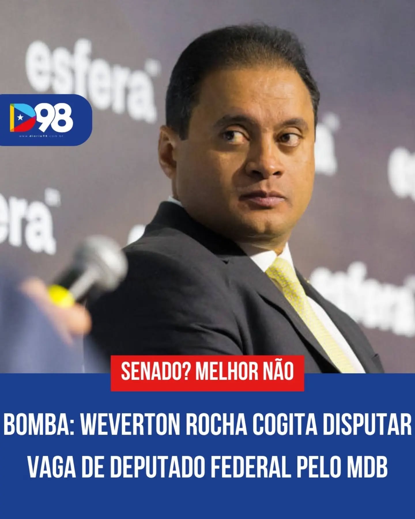 Weverton Rocha pode mudar completamente sua estratégia para 2026 👀

Nos bastidores, cresce a possibilidade de o senador abrir mão da disputa majoritária e entrar na corrida por uma vaga de deputado federal pelo MDB — um movimento visto como mais seguro diante do atual cenário político.

Após desgaste provocado por investigações envolvendo o INSS, mesmo sem condenação, o ambiente ficou mais pressionado e menos favorável para uma candidatura ao Senado.

A possível mudança sinaliza cautela: manter mandato, preservar capital político e seguir relevante enquanto o jogo ainda está em aberto.

Agora fica a pergunta: estratégia inteligente ou recuo forçado? 🤔

Leia mais em diario98.com ou pelo link na bio

#Politica #WevertonRocha #Eleições2026 #MDB #Bastidores Diario98