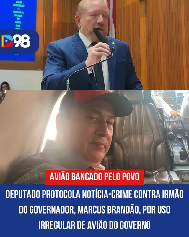 🚨 Denúncia grave no Maranhão

O deputado Othelino Neto protocolou uma notícia-crime no Ministério Público envolvendo o uso de uma aeronave do governo do Estado por pelo irmão do governador, Marcus Brandão.

Segundo a denúncia, o voo entre São Luís e Colinas foi pago com recursos públicos e já aparece citado em parecer da Procuradoria-Geral da República como indício de irregularidade. A denúncia também cita a presença de Audreia Noleto no voo.

Outros nomes da gestão estadual foram incluídos no pedido de investigação, ampliando a pressão por esclarecimentos.

📲 O caso levanta questionamentos: até onde vai o uso da máquina pública?

💬 Comente sua opinião e compartilhe!
#Diario98 #Maranhão #Política #Denúncia #Transparência