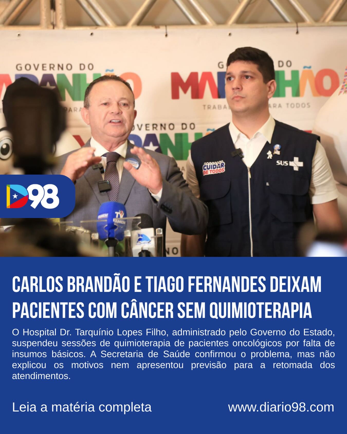 Pacientes oncológicos atendidos no Hospital Dr. Tarquínio Lopes Filho tiveram sessões de quimioterapia suspensas por falta de insumos básicos. A informação foi confirmada pela Secretaria de Estado da Saúde, que, no entanto, não esclareceu as causas do problema nem apresentou prazo para a normalização dos atendimentos.

A interrupção do tratamento preocupa pacientes e familiares, já que a continuidade da quimioterapia é essencial para o combate ao câncer e para a preservação de vidas.