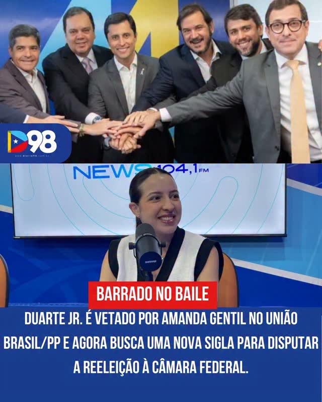 O deputado federal Duarte Jr. foi vetado pela deputada Amanda Gentil na federação União Brasil/PP e não deve disputar a reeleição pelo grupo. A decisão ocorre em meio a articulações políticas e disputa por espaço dentro da nominata.

Com o cenário indefinido e o prazo da janela partidária se aproximando, Duarte agora busca uma nova sigla para viabilizar sua candidatura à Câmara Federal, com MDB e Podemos entre as possibilidades.

Acesse o portal e entenda todos os detalhes: diario98.com

#Diario98 #Política #Eleições #Brasil