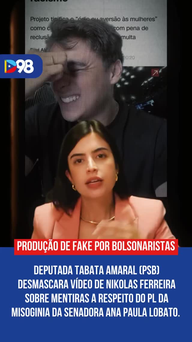 A deputada Tabata Amaral publicou um vídeo nas redes rebatendo declarações do deputado Nikolas Ferreira, acusando o parlamentar de distorcer informações sobre propostas relacionadas a gênero e direitos das mulheres.

Na gravação, Tabata afirma que conteúdos divulgados por Nikolas não correspondem ao texto real do projeto em debate e alerta para o uso político da desinformação em temas sensíveis.

O episódio reforça a escalada de embates digitais entre parlamentares e reacende o debate sobre o impacto das fake news na formação da opinião pública.