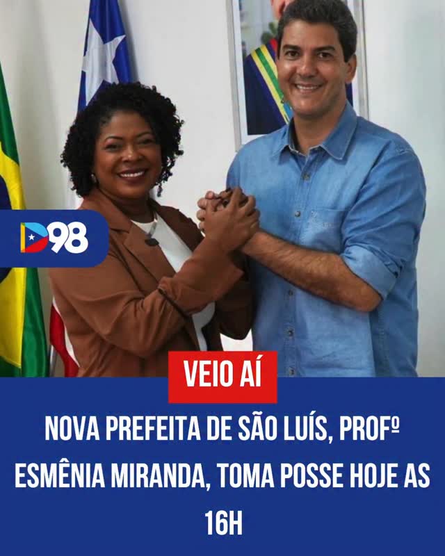 🚨 POSSE MARCADA EM SÃO LUÍS

Após a renúncia do prefeito Eduardo Braide, oficializada nesta terça-feira (31), a vice-prefeita Profª Ismênia Miranda assume o comando da capital maranhense.

📍 A cerimônia de posse acontece hoje, às 16h, no plenário da Câmara Municipal de São Luís.

Braide deixou o cargo para disputar o Governo do Maranhão nas eleições de 2026. A renúncia tem efeito imediato, garantindo a transição para a nova gestora pelo restante do mandato.

#SãoLuís #Maranhão #PolíticaMA #IsmêniaMiranda #EduardoBraide Diario98