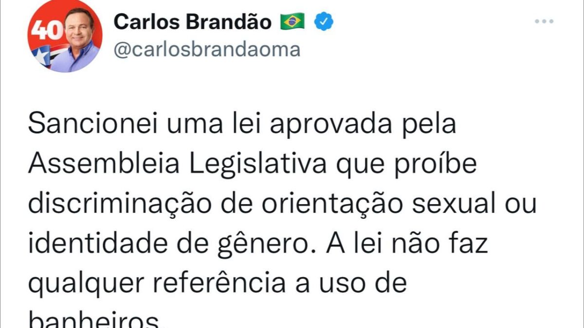 Entenda: Lei contra discriminação por orientação sexual ou identidade de gênero no MA não faz referência a uso de banheiros