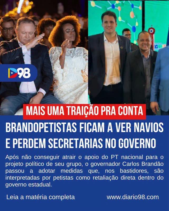 Após apostar em Brandão e atuar contra a candidatura própria do PT no Maranhão, os brandopetistas começam a sentir o peso da escolha nos bastidores do governo. A avaliação dentro do partido é de que esse grupo trabalhou para esvaziar o caminho de Felipe Camarão e defender a aproximação com o projeto do grupo palaciano, de olho no nome de Orleans Brandão.

Agora, porém, o cenário é outro. Com a sinalização de que Lula não deverá apoiar Brandão, cresce a sensação de isolamento entre aliados petistas que ajudaram nessa articulação. Casos como o de Luiz Henrique Lula, que deixou a Setres sem conseguir indicar sucessor, e o de Cricielle, que saiu do Iema e também deve enfrentar a mesma dificuldade, são vistos como sinais claros desse novo momento.

Com menos estrutura e influência, os brandopetistas veem não apenas o enfraquecimento político, mas também o risco de comprometer seu desempenho nas urnas. 
#Maranhão #Política #Bastidores #Eleições #Diario98